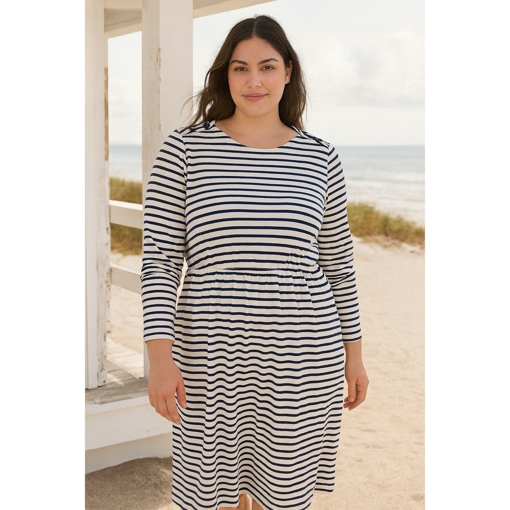 Vineyard Vines Dress XL Striped Navy Nautical Sailor Button Shoulder Coastal